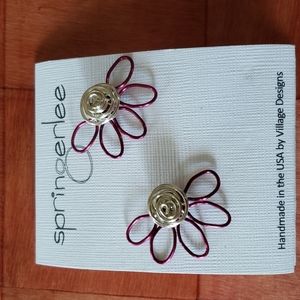 Springerlee Handmade Flower Petal Wire Earrings